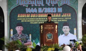 Danrem 081/DSJ dalam sambutannya di Masjid Jenderal Sudirman Makorem, Jl. Pahlawan No. 50 Kota Madiun, Kamis (6/4/2023)