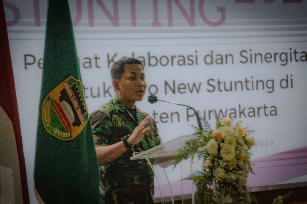 Komandan Kodim 0619/Purwakarta, Letkol Arm Andi Achmad Afandi, S.Sos, M.Si, hadir dalam acara Rembuk Stunting 2023 yang diselenggarakan di Kabupaten Purwakarta.