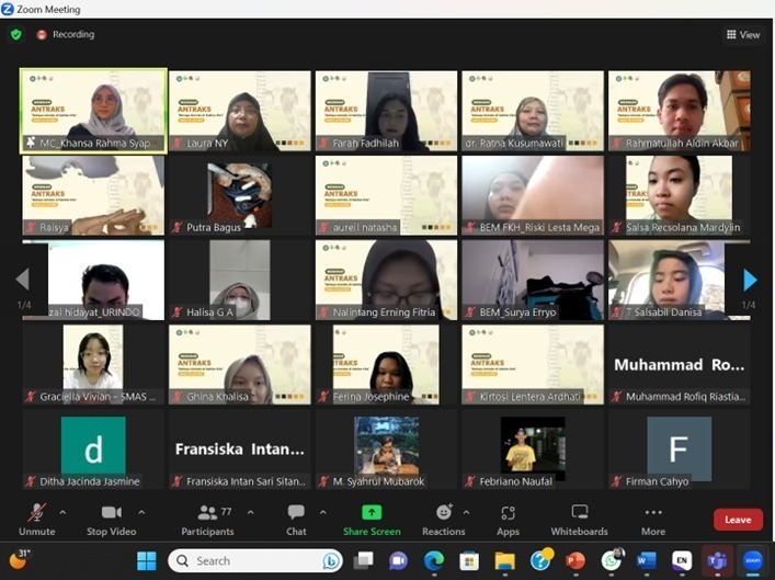 Webinar Antraks 2023 oleh BEM FKH Unair, APHSA Unair dan RSUD Dr. Soetomo Surabaya, Sabtu (22/7/2023)