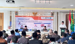 Workshop Peningkatan Mutu Perguruan Tinggi Nahdlatul Ulama’ melalui Akreditasi Unggul yang diselenggarakan oleh PW ISNU Jatim di Pusat Studi Jawa Timur Gedung Pascasarjana UNISMA, Malang, Kamis (2/5/2024). (foto: pna)
