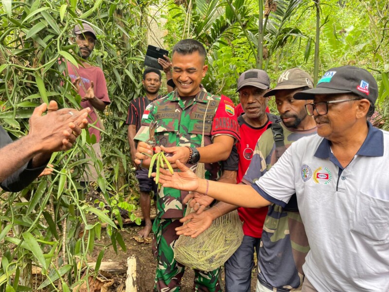 Tanam Bibit Vanili Budidaya Bersama Poktan, Dansatgas Yonif 122/TS: Semoga Bisa Tingkatkan Ekonomi Masyarakat!