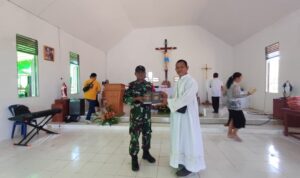 Hadiri Peresmian Gereja Katolik Santo Stepanus, Satgas Yonzipur 5/ABW: Jadi Momen Keharmonisan!