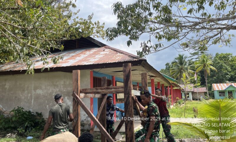 Satgas Yonif 763/SBA Bangun Profil Tank Air Bersih untuk Warga Kampung Joshiro