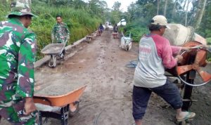 Kejar Penyelesaian TMMD, Satgas Kodim Boyolali Percepat Pembangunan Talud dan Rabat Beton di Desa Mliwis